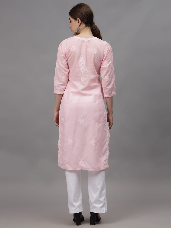 Pink-Cotton-Embroidery-Chikankari-Kurta