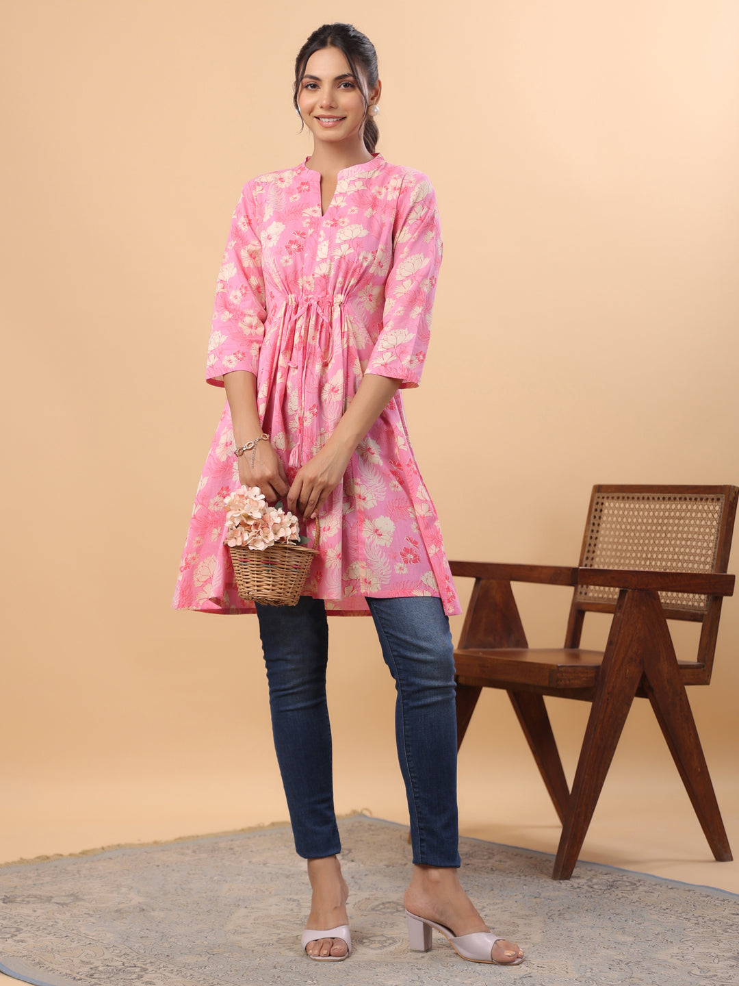 Pink-Cotton-Floral-Printed-Tunic