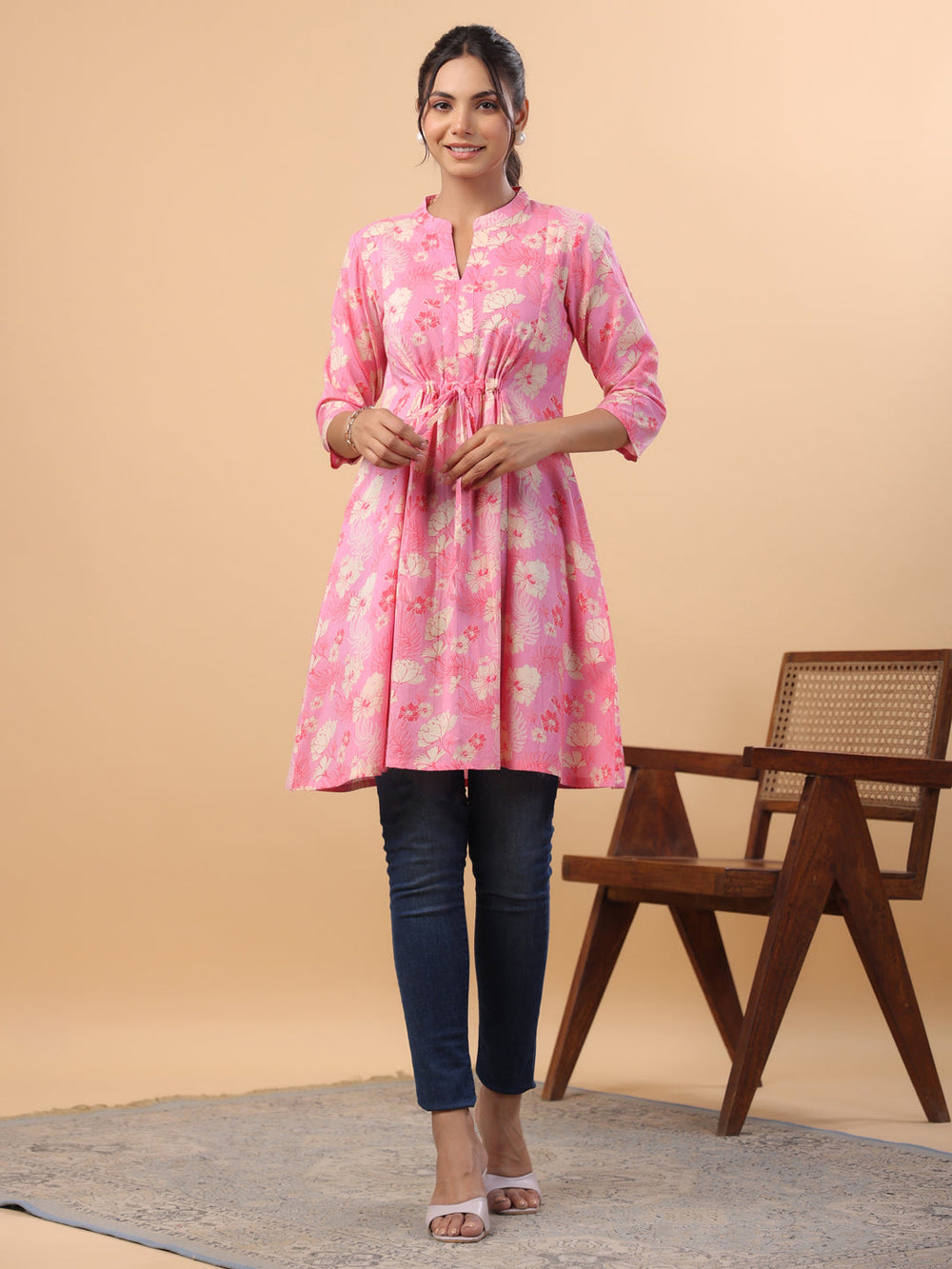 Pink-Cotton-Floral-Printed-Tunic