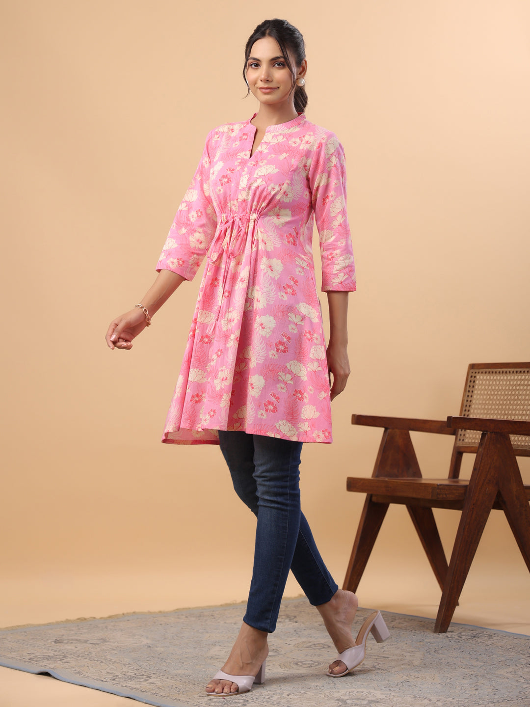 Pink-Cotton-Floral-Printed-Tunic