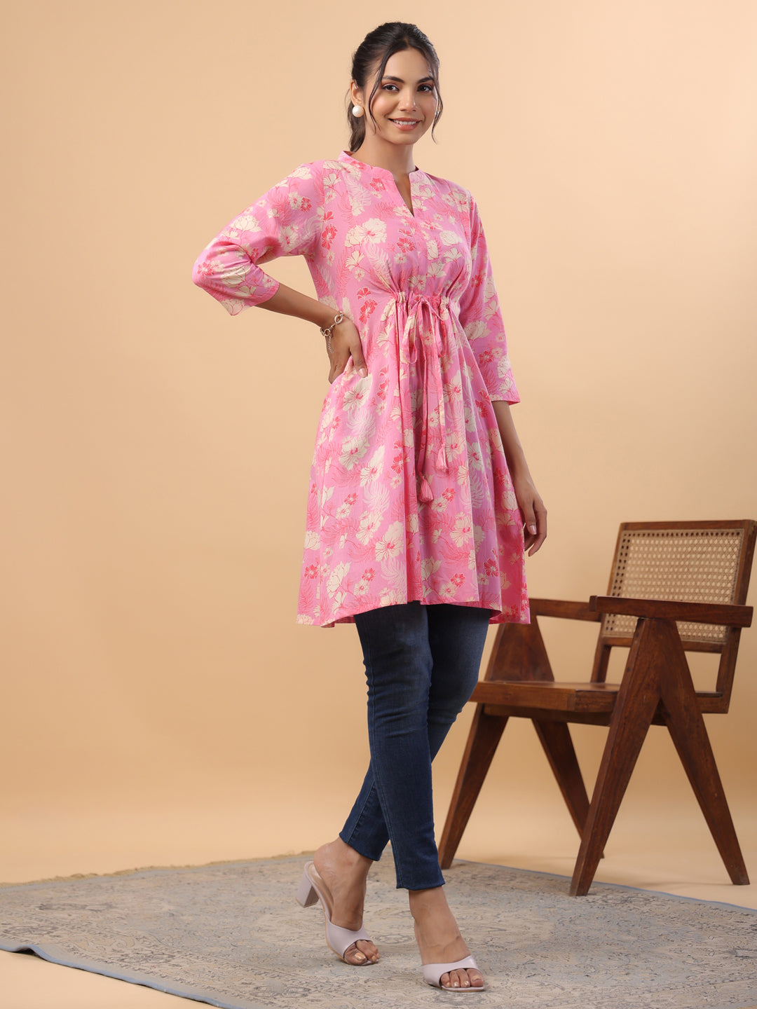 Pink-Cotton-Floral-Printed-Tunic