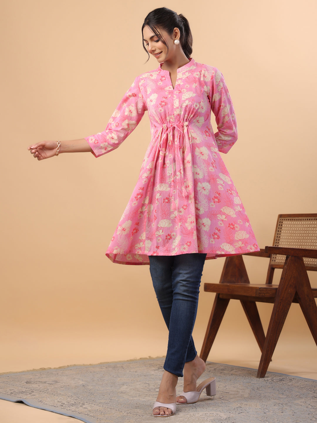 Pink-Cotton-Floral-Printed-Tunic