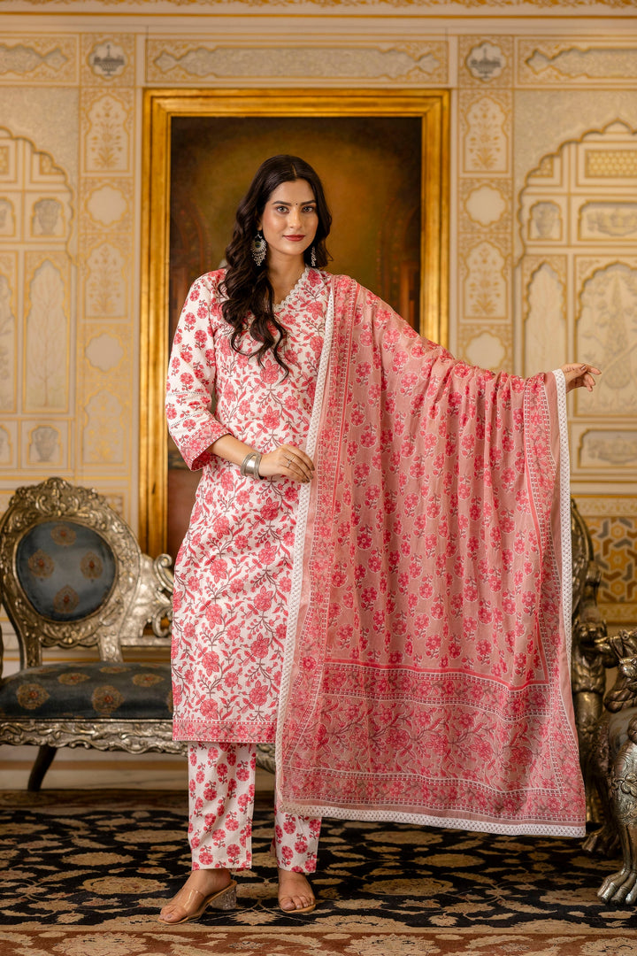 Pink-Cotton-Hand-Block-Printed-3-Piece-Kurta-Set