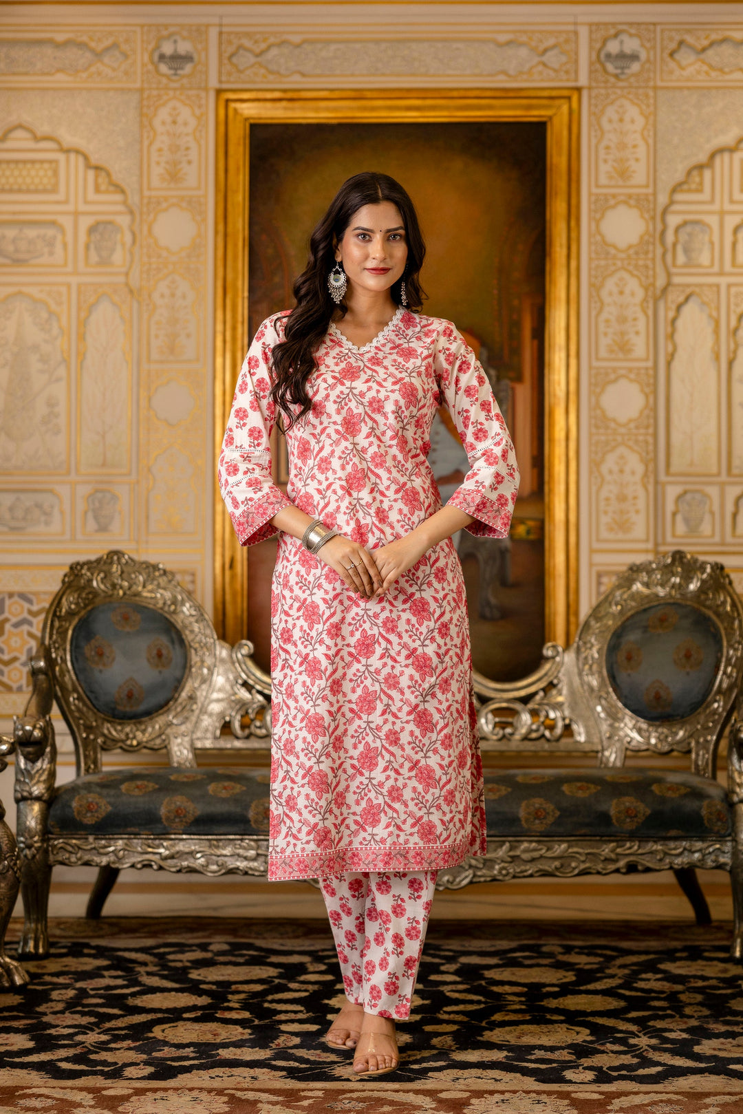 Pink-Cotton-Hand-Block-Printed-3-Piece-Kurta-Set