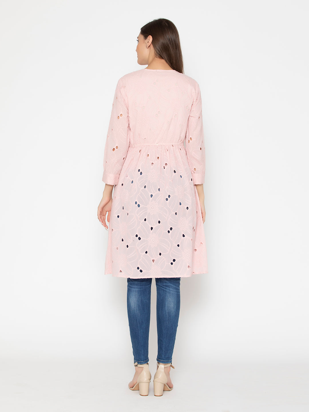 Pink-Cotton-Serenity-Daisy-Minimalistic-Dress