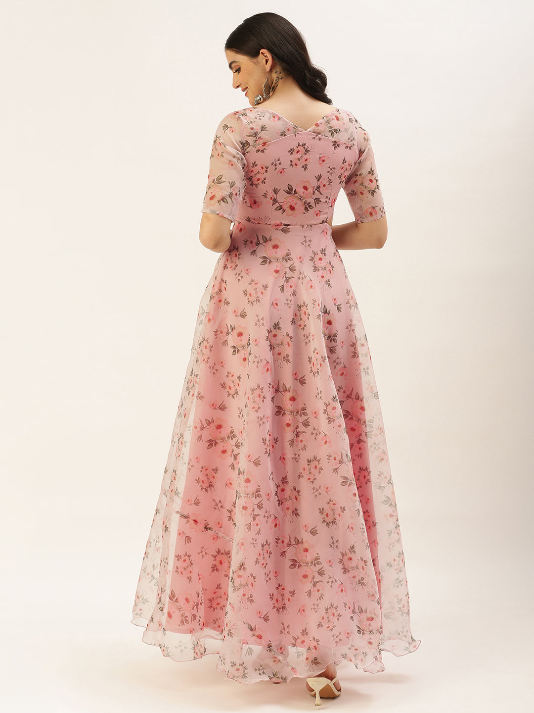 Pink-Digital-Print-Organza-Gown