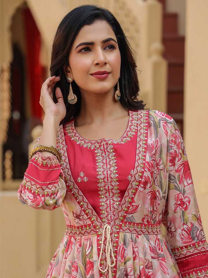 Pink-Chanderi-Silk-Embroidered-Shrug-Crop-Top-Co-Ord-Set