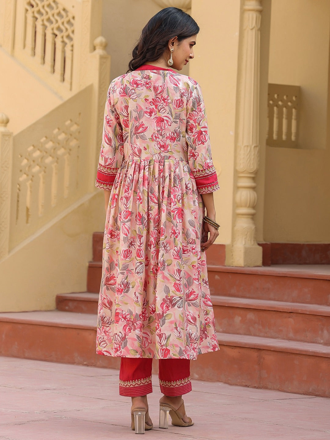 Pink-Chanderi-Silk-Embroidered-Shrug-Crop-Top-Co-Ord-Set