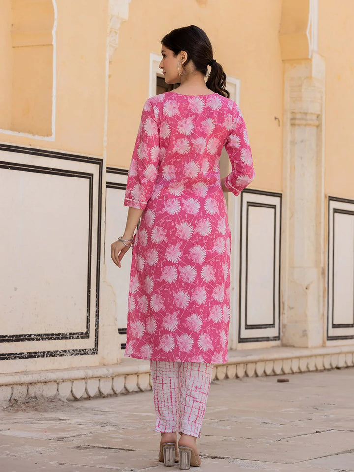 Pink-Cotton-Floral-Print-Straight-3-Piece-Kurta-Set