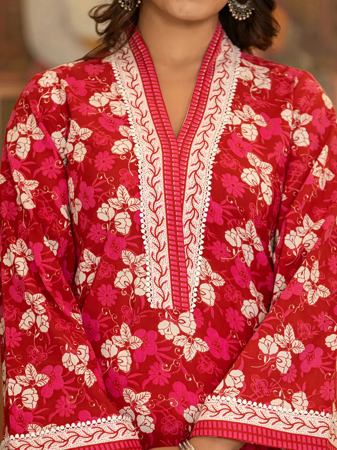 Pink-Cotton-Floral-Print-Straight-3-Piece-Kurta-Set