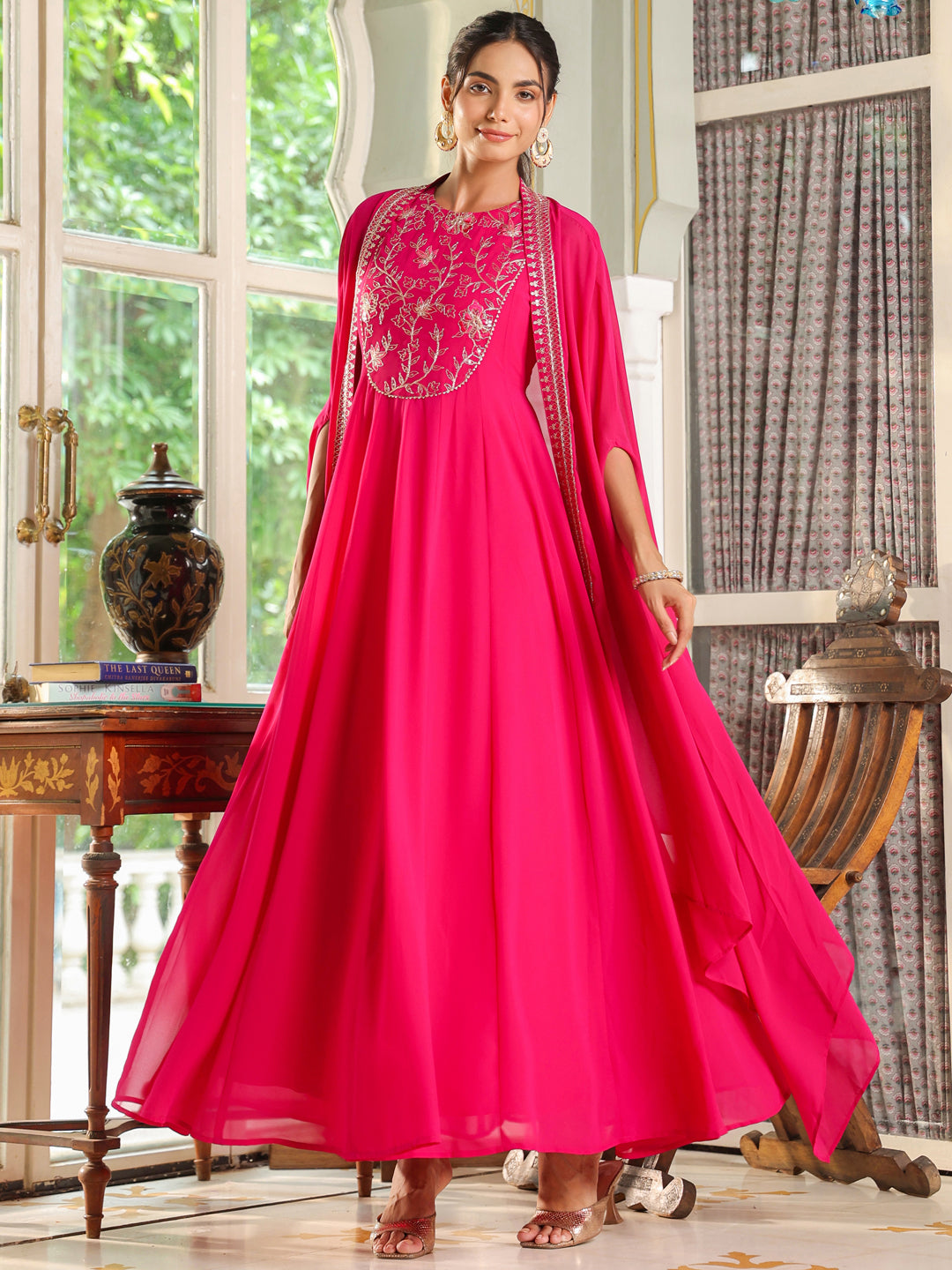 ZERESOUQ-Pink-Georgette-Embroidered-Anarakali-Set