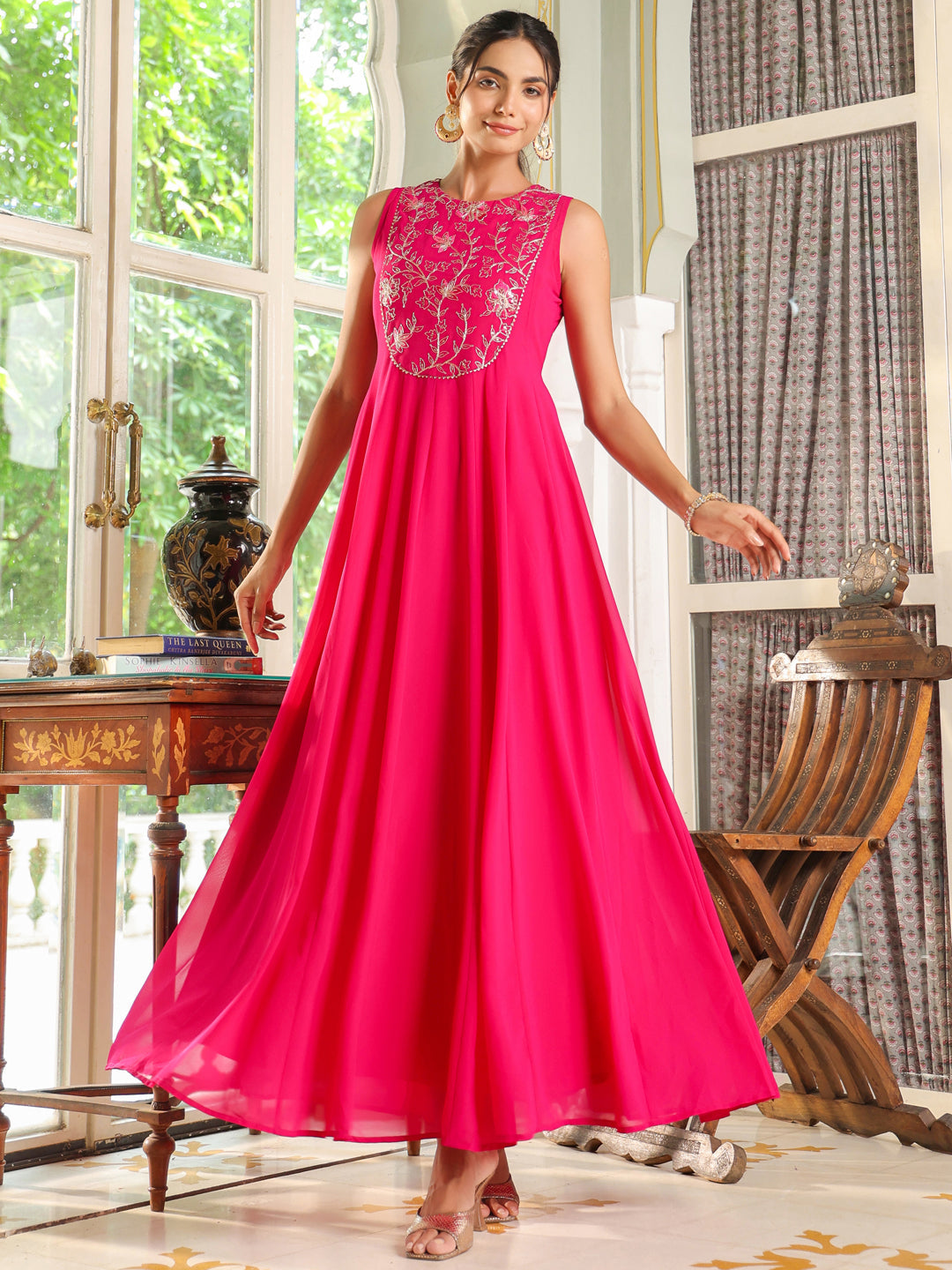 Pink-Georgette-Embroidered-Anarakali-Set