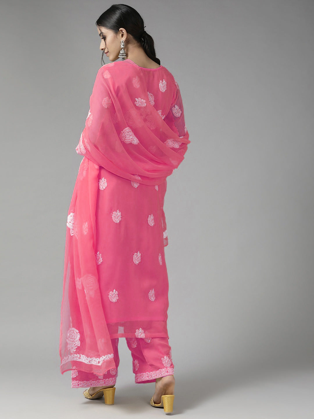 Pink-Georgette-Embroidered-Chikankari-Dress-Material