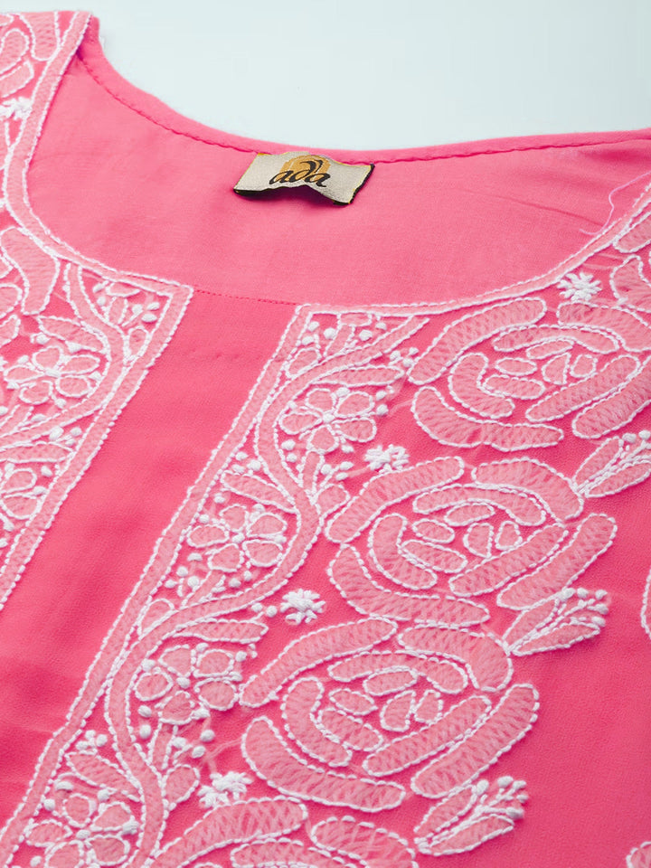 Pink-Georgette-Embroidered-Chikankari-Dress-Material