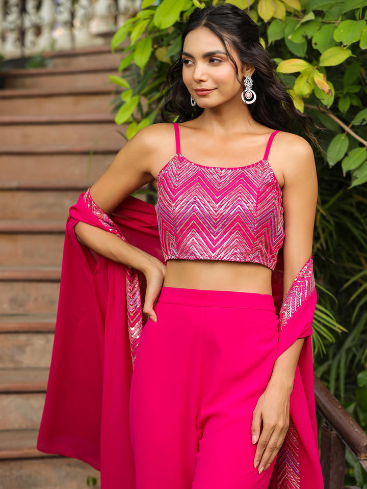 Pink-Georgette-Embroidered-Co-Ord-Set