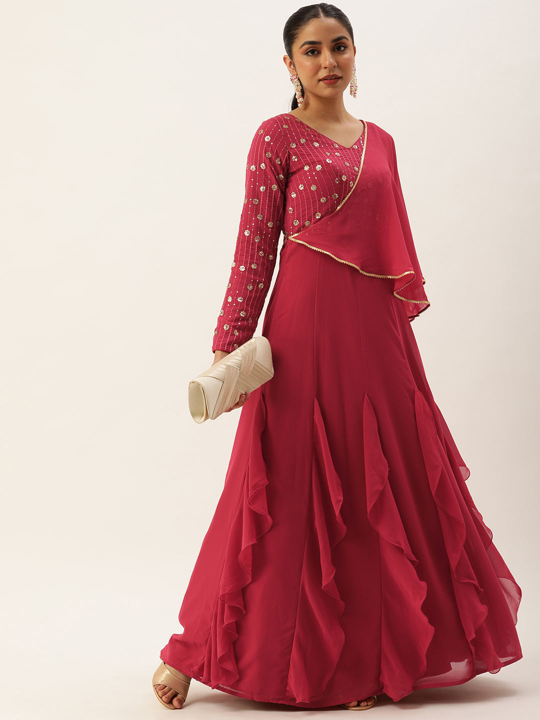 Pink-Georgette-Embroidered-Kali-Flared-Gown