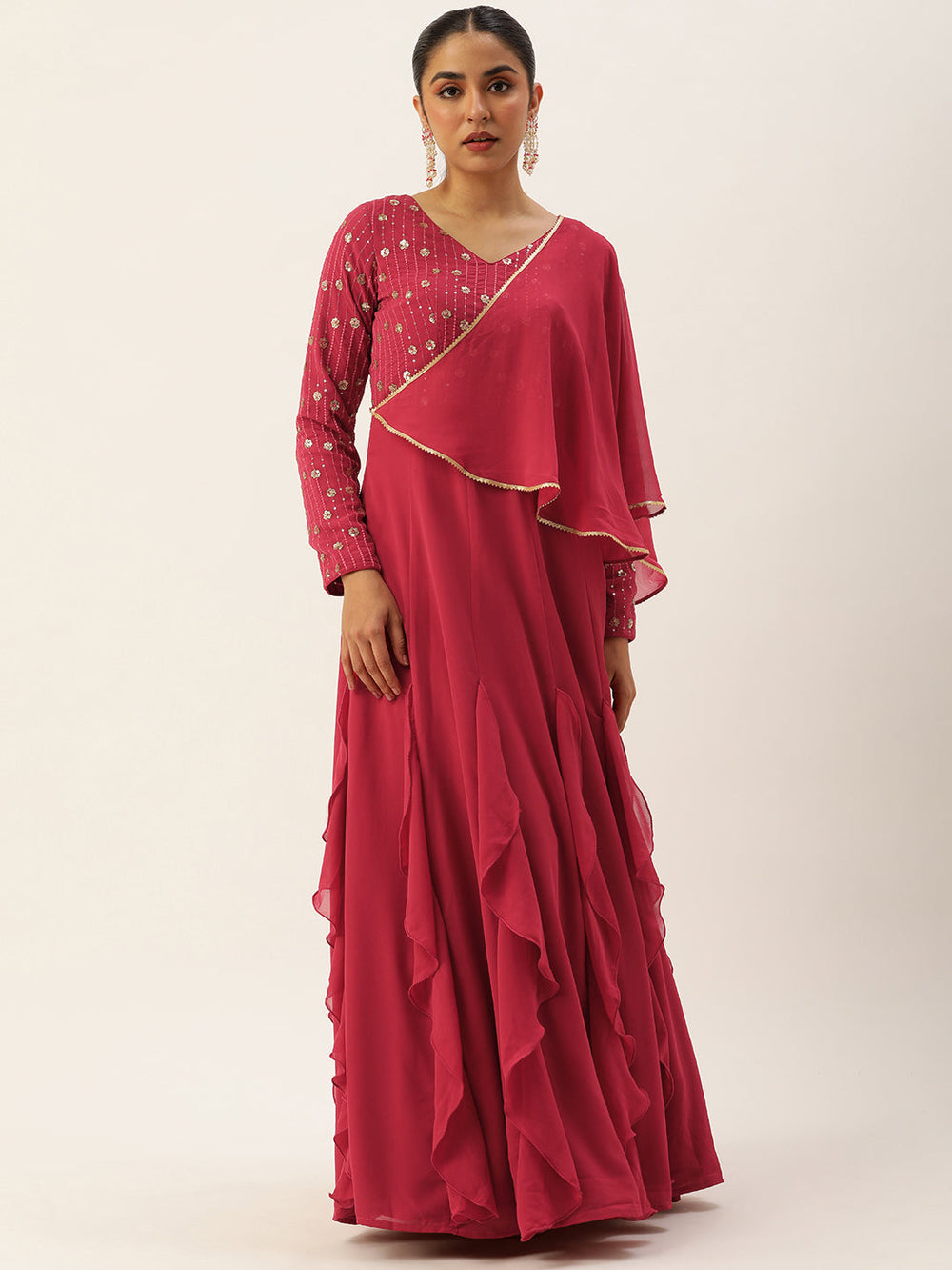 Pink-Georgette-Embroidered-Kali-Flared-Gown