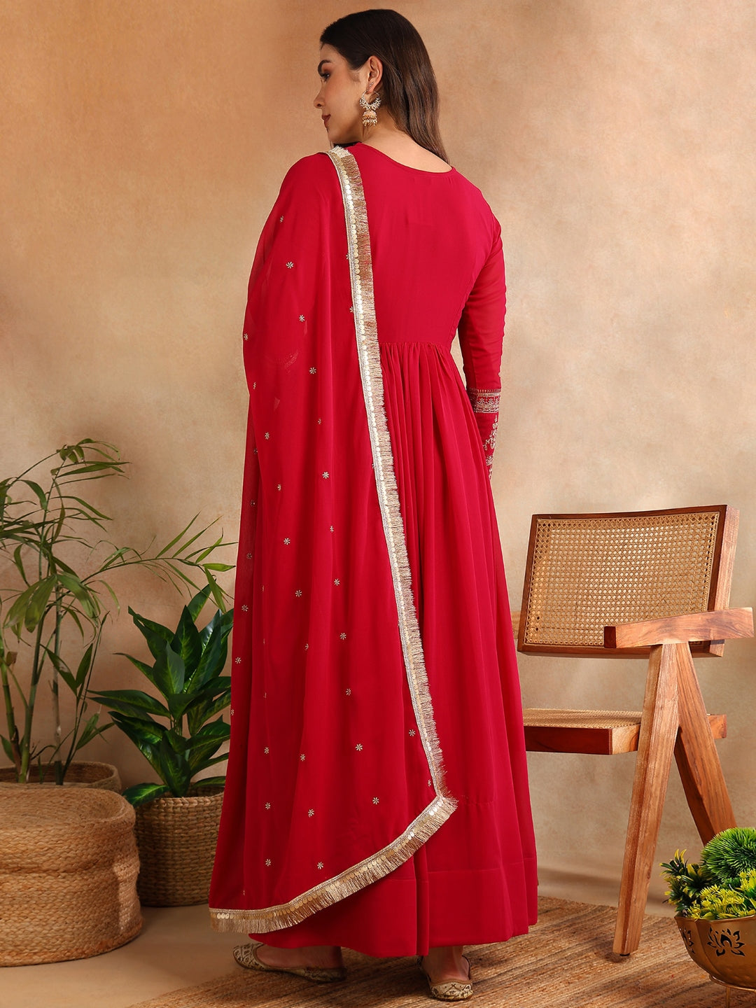 ZERESOUQ-Pink-Georgette-Solid-Embroidered-Anarkali-Set