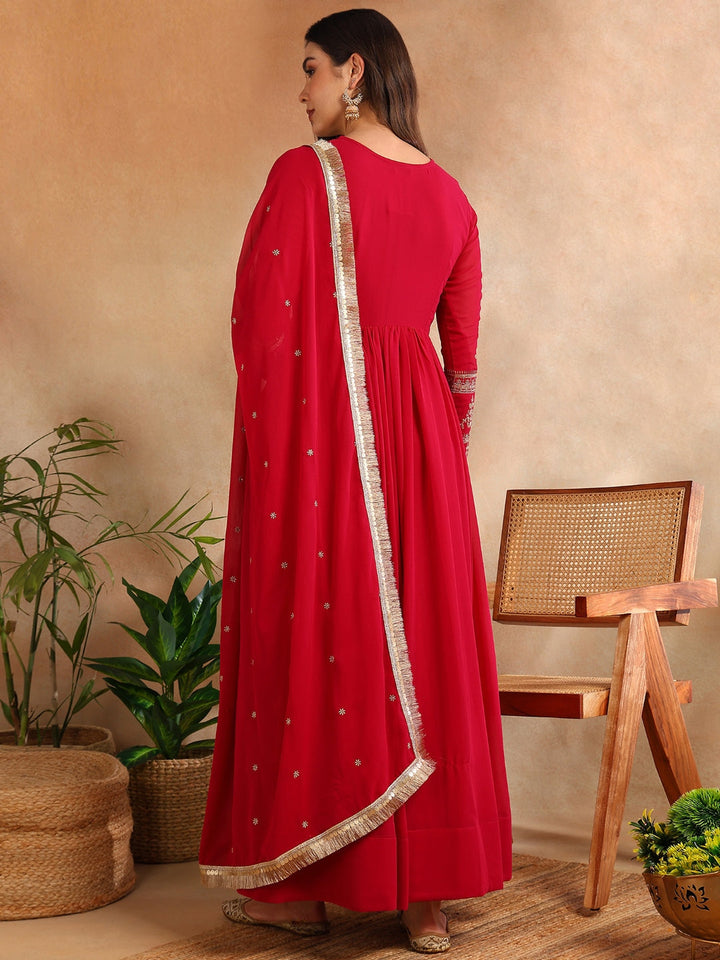 ZERESOUQ-Pink-Georgette-Solid-Embroidered-Anarkali-Set