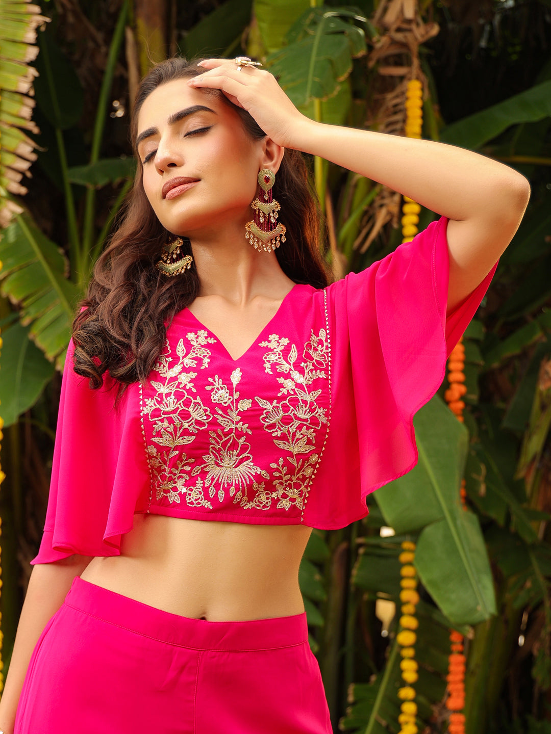 Pink-Georgette-Yoke-Embroidery-Co-Ord-Set