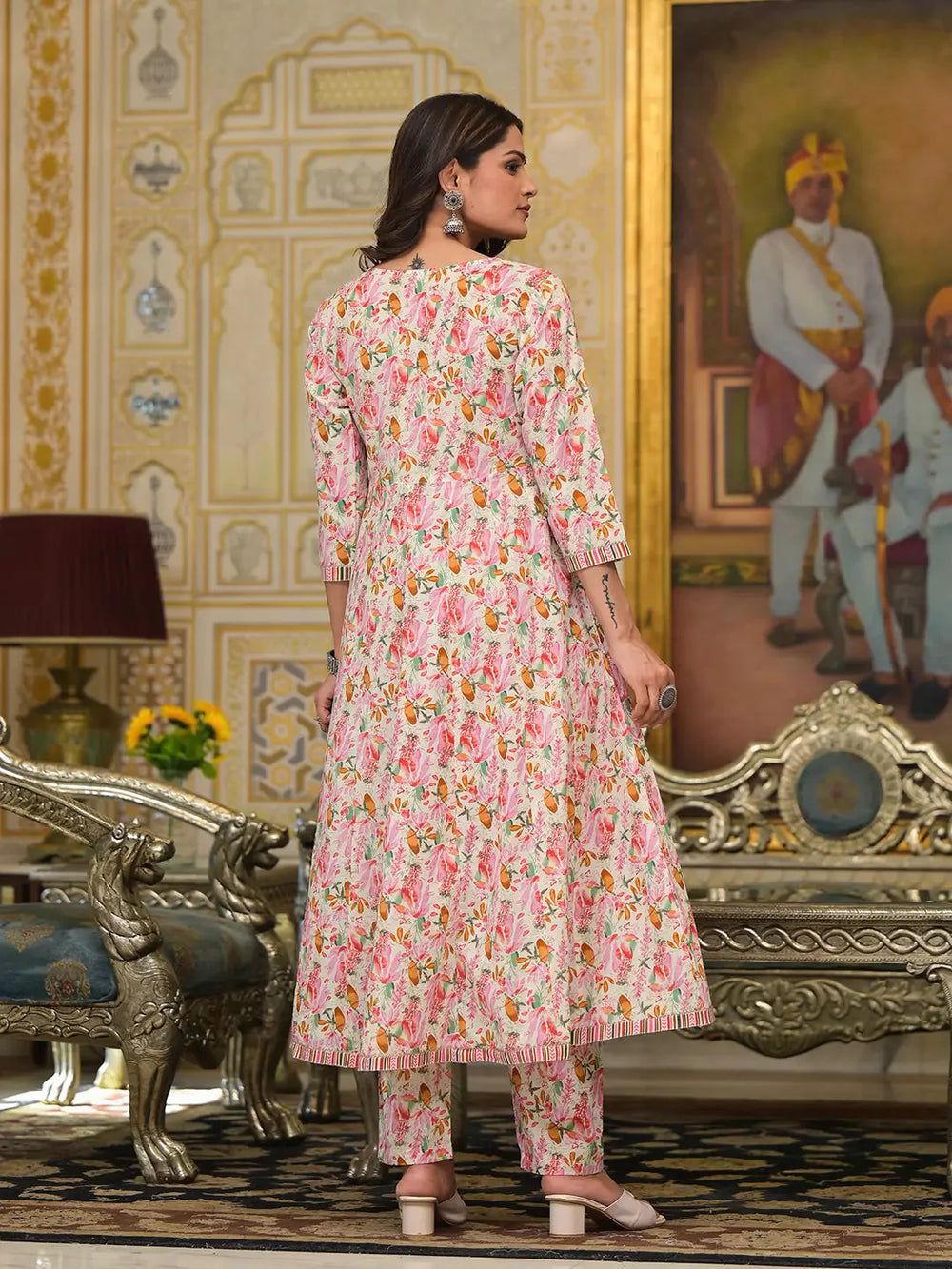 Pink-Cotton-Leaf-Print-Zari-Work-Anarkali-Set