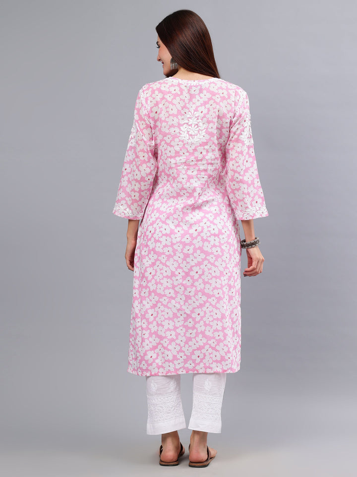 Pink-Mulmul-Hand-Embroidered-Chikankari-Kurta