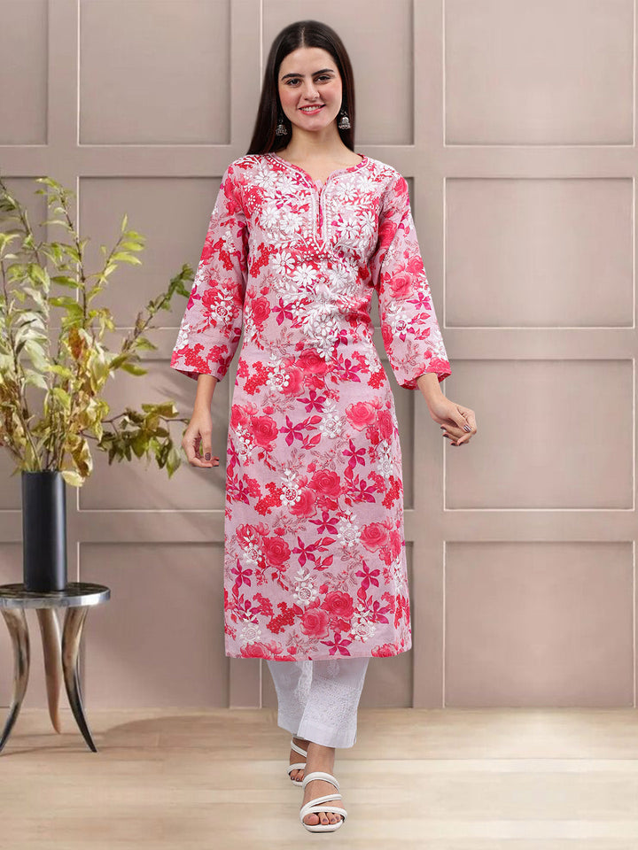 Pink-Mulmul-Hand-Embroidered-Chikankari-Kurti