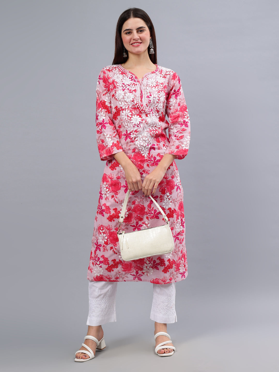 Pink-Mulmul-Hand-Embroidered-Chikankari-Kurti