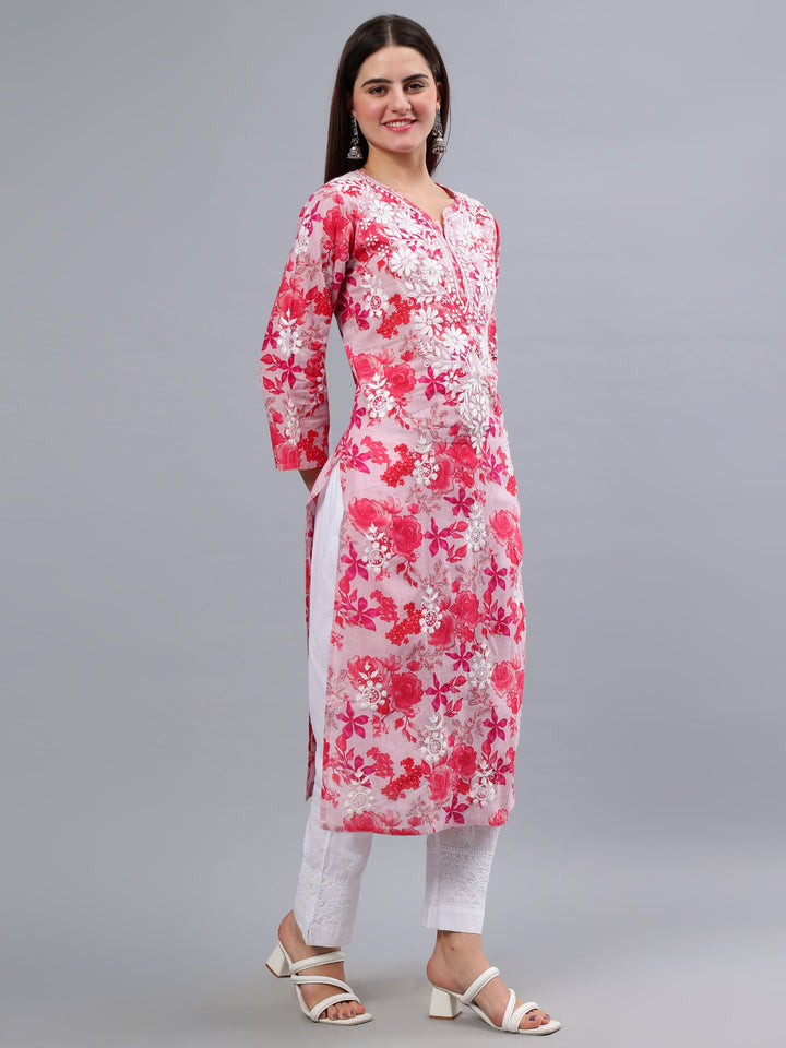 Pink-Mulmul-Hand-Embroidered-Chikankari-Kurti