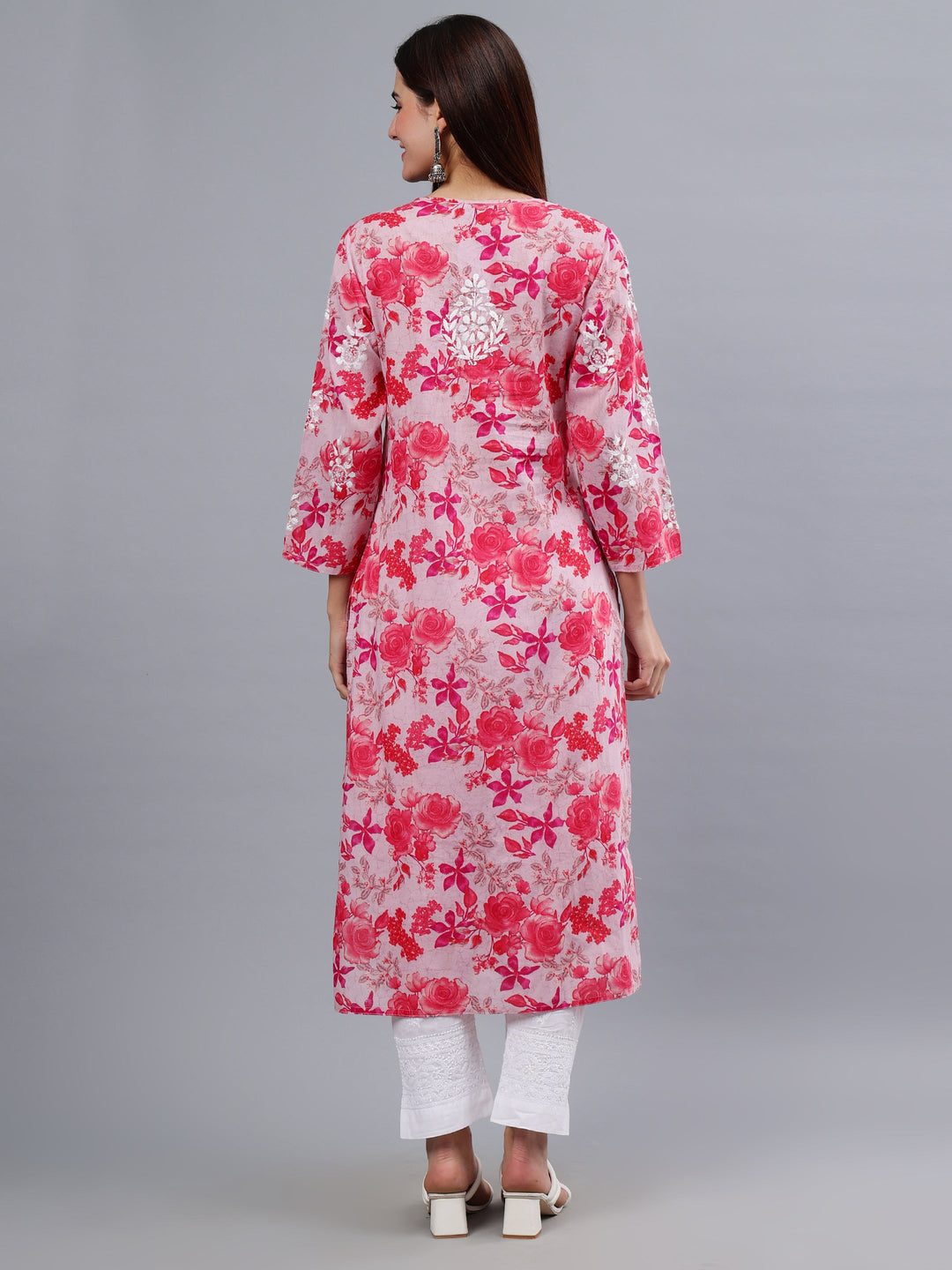 Pink-Mulmul-Hand-Embroidered-Chikankari-Kurti