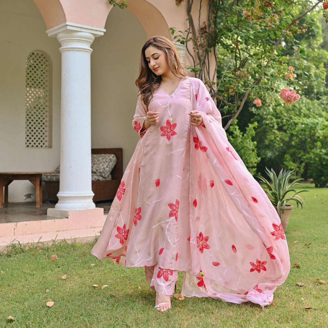 Pink-Muslin-Floral-Printed-Anarkali-Set