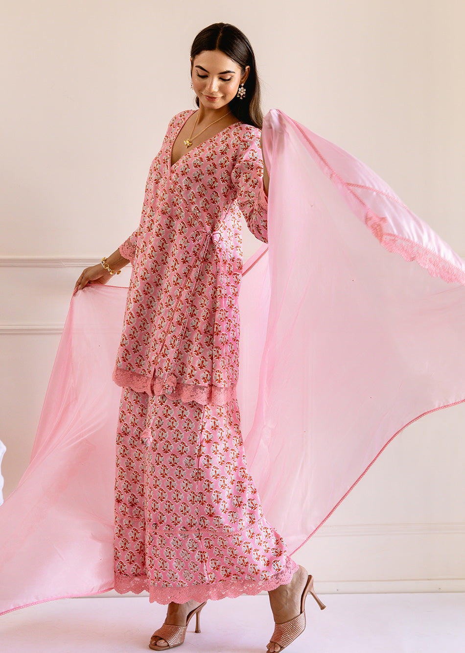 Pink-Muslin-Silk-Angrakha-3-Piece-Kurta-Set