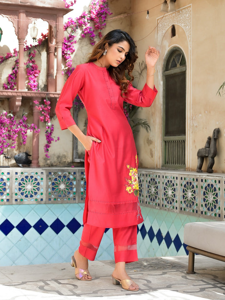 Pink-Silk-Patch-Work-2-Piece-Kurta-Set