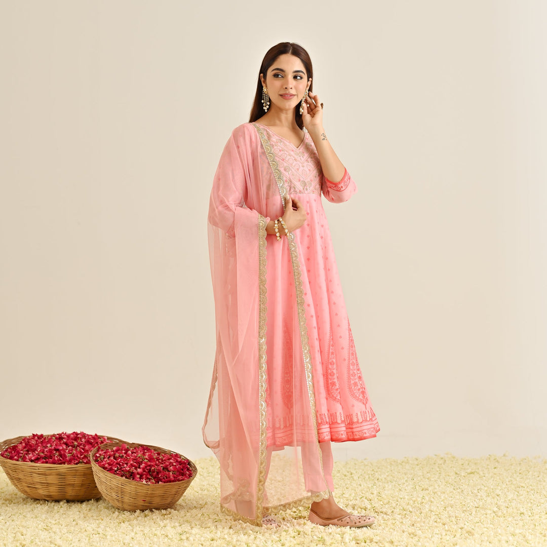 Pink-Poly-Chanderi-Yoke-Embroidery-Anarkali-Set