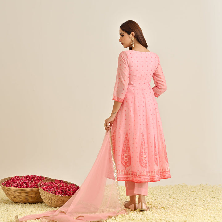 Pink-Poly-Chanderi-Yoke-Embroidery-Anarkali-Set