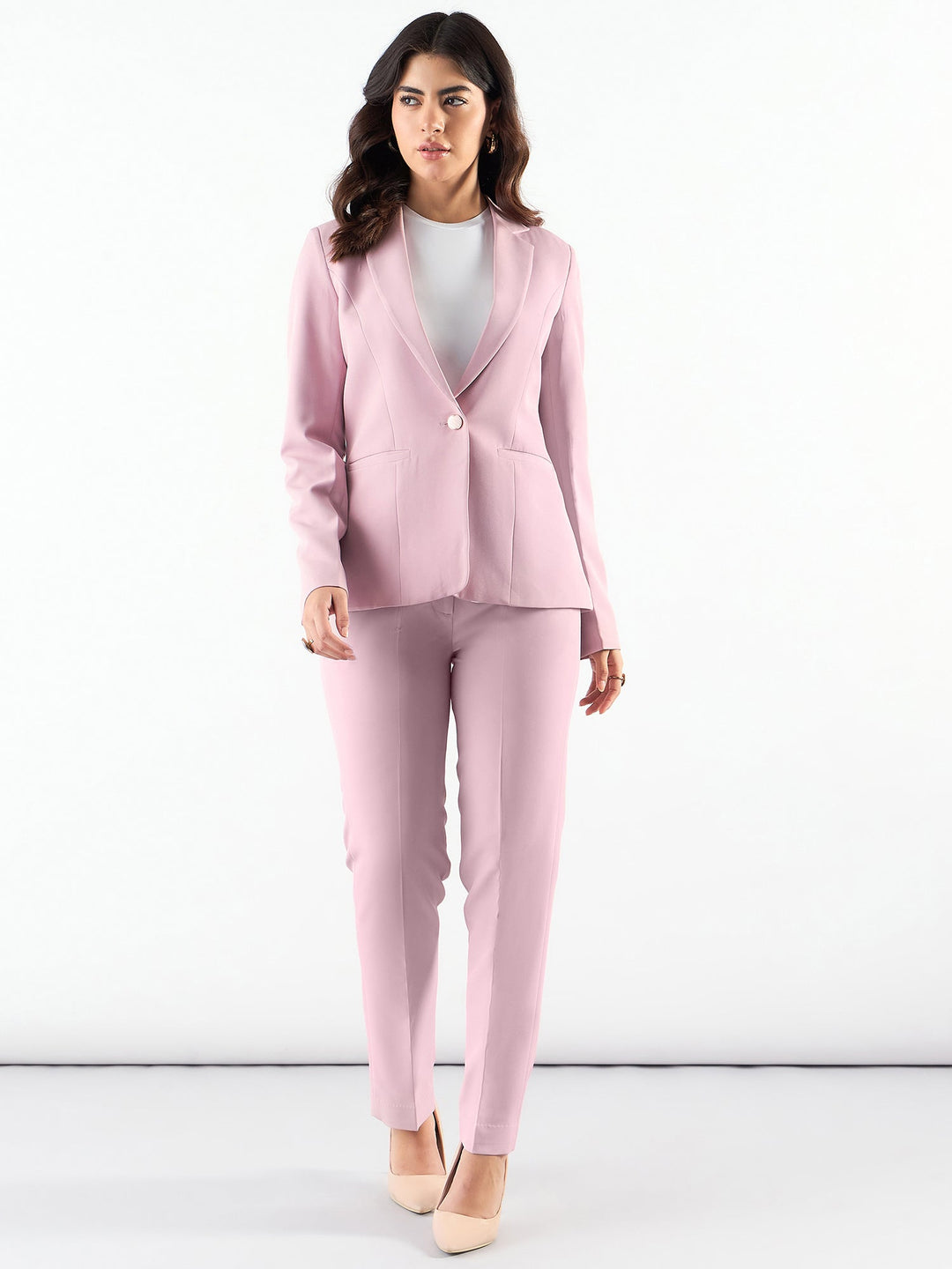 Pink-Poly-Viscose-Notched-Lapel-Single-Breasted-Blazer-&-Trouser