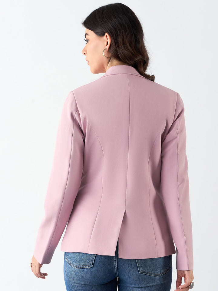 Pink-Poly-Viscose-Notched-Lapel-Single-Breasted-Blazer