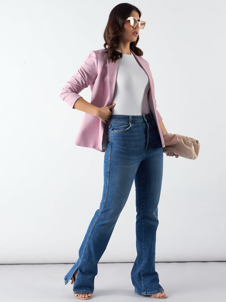 Pink-Poly-Viscose-Notched-Lapel-Single-Breasted-Blazer