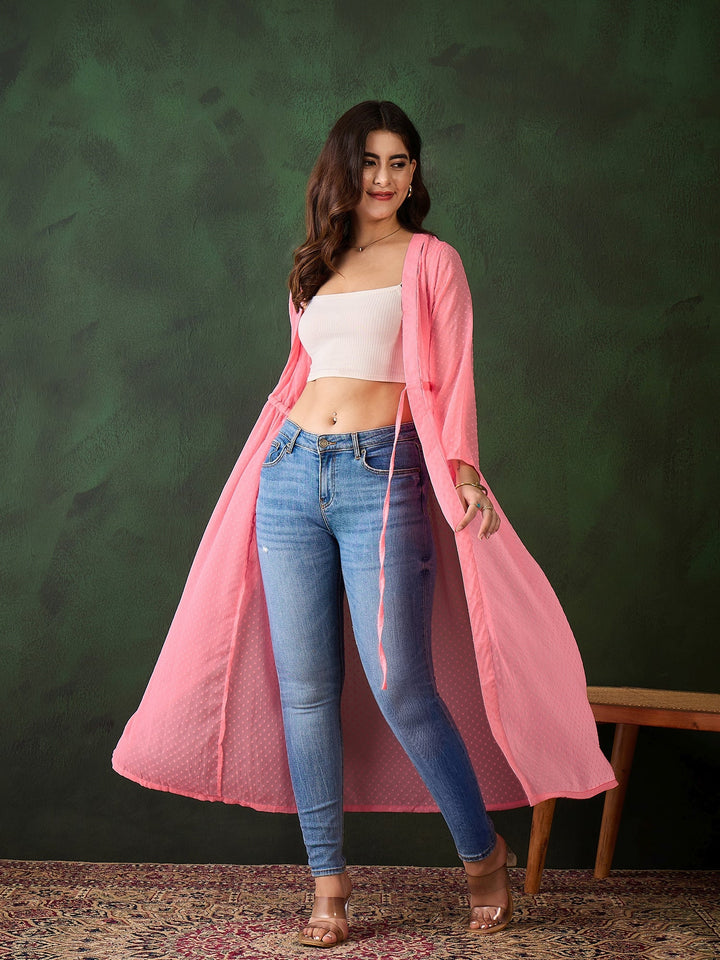 Pink-Polyester-Crepe-Sloral-Self-Print-Chisson-Longline-Shrug