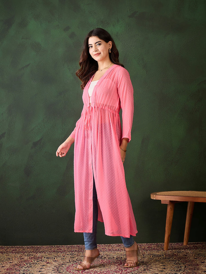 Pink-Polyester-Crepe-Sloral-Self-Print-Chisson-Longline-Shrug