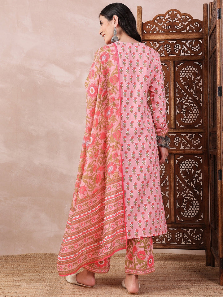 Pink-Rayon-Blend-Printed-3-Piece-Kurta-Set