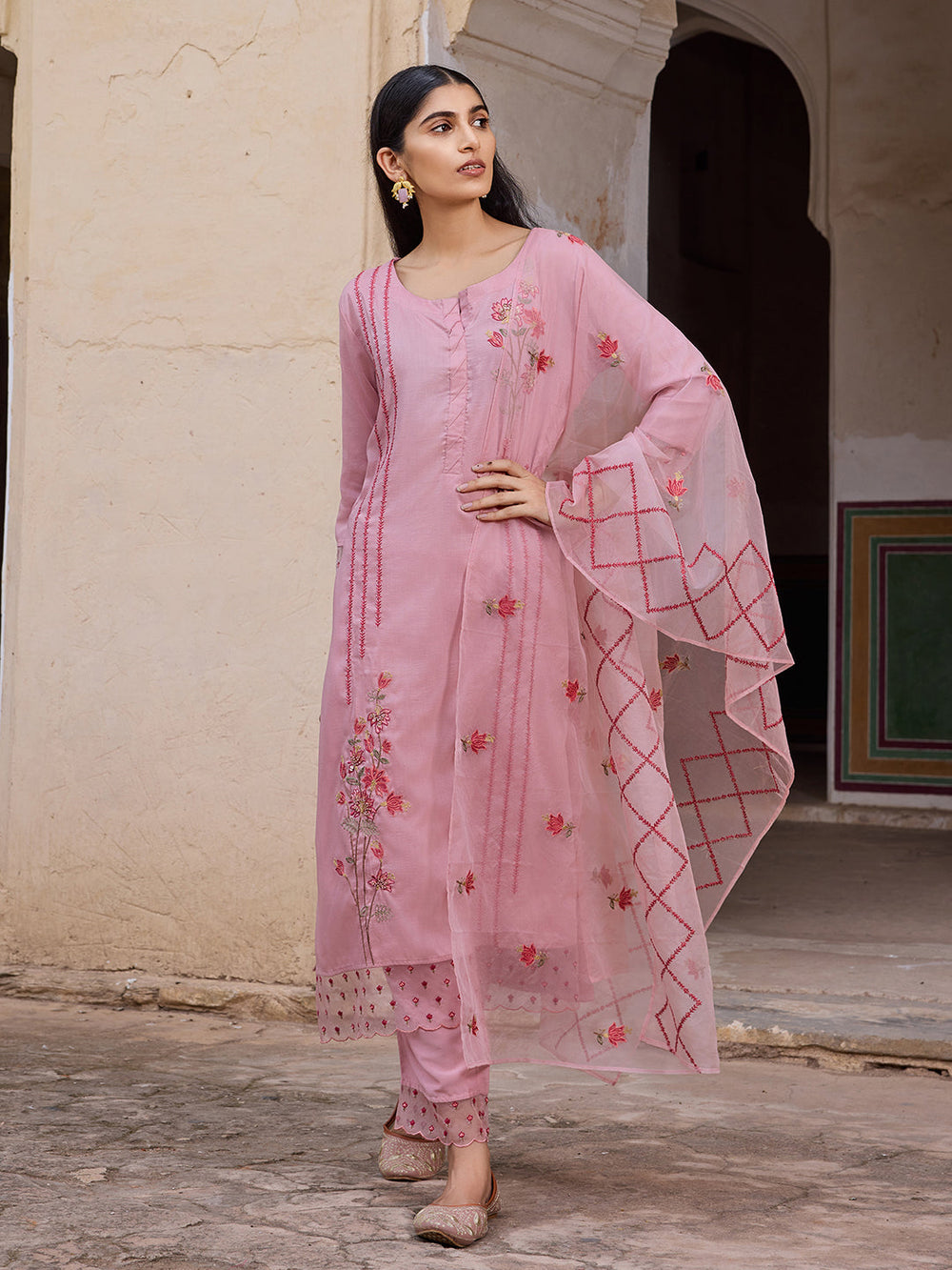 Pink-Silk-Blend-Embroidered-Straight-3-Piece-Kurta-Set