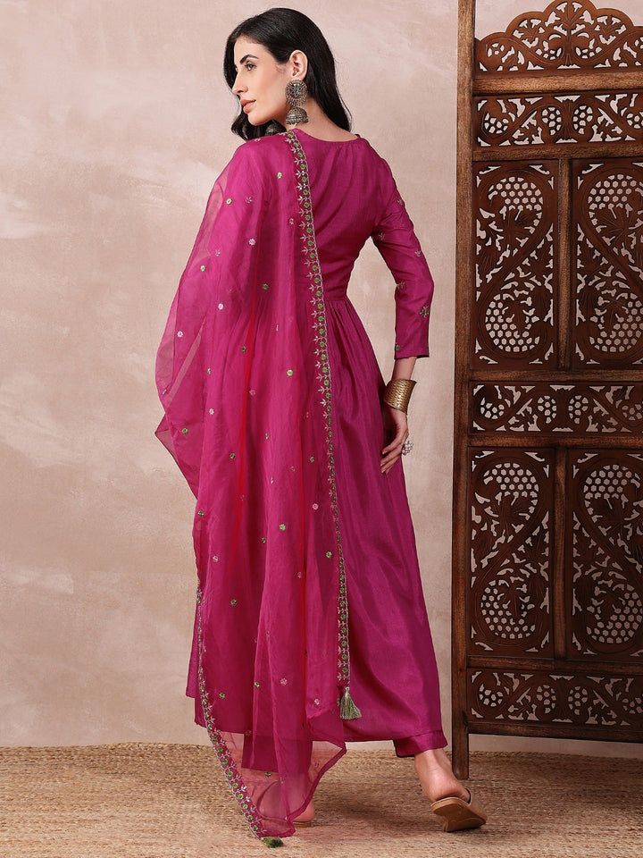 Pink-Silk-Blend-Solid-Embroidered-A-Line-3-Piece-Kurta-Set