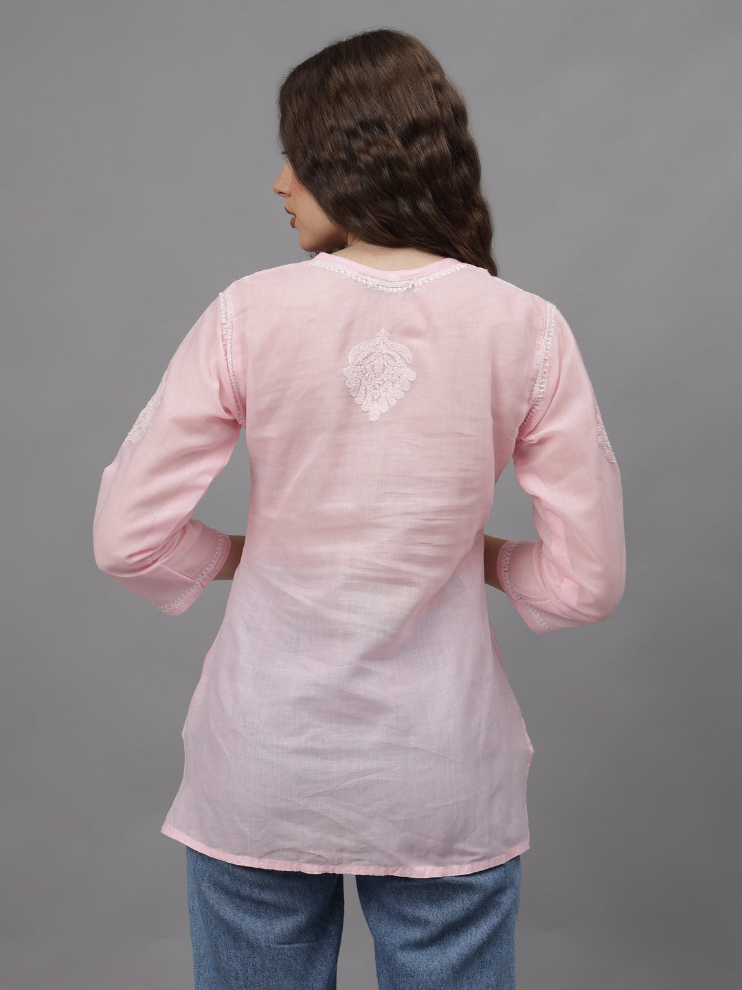 Pink-Terivoil-Cotton-Embroidered-Chikankari-Tunic