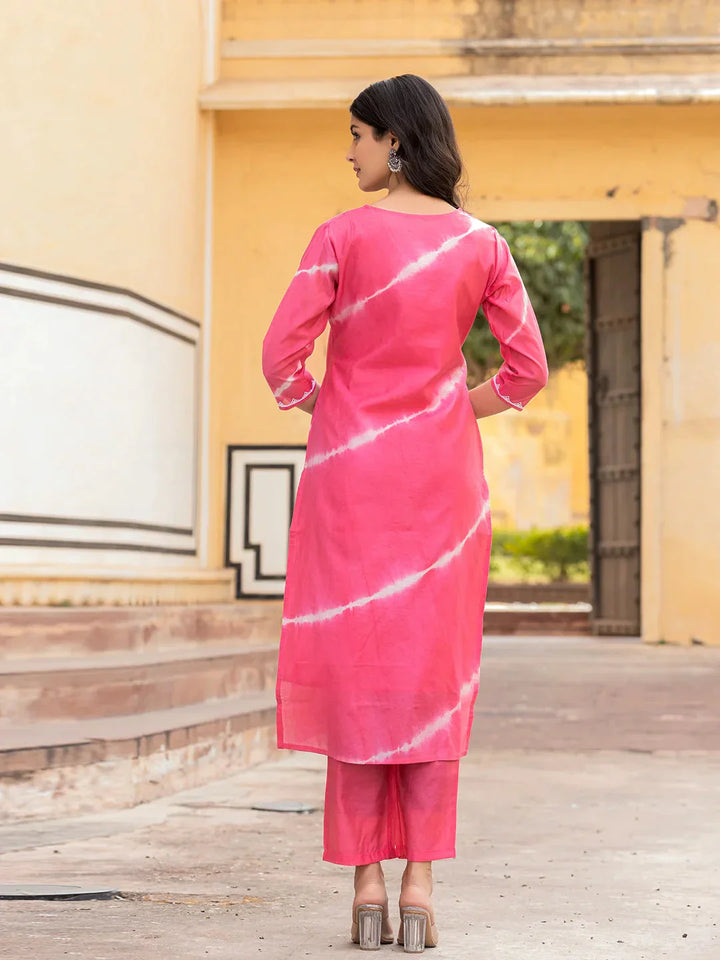 Pink-Silk-Blend-Tie-Dye-Lace-Work-Yoke-2-Piece-Kurta-Set