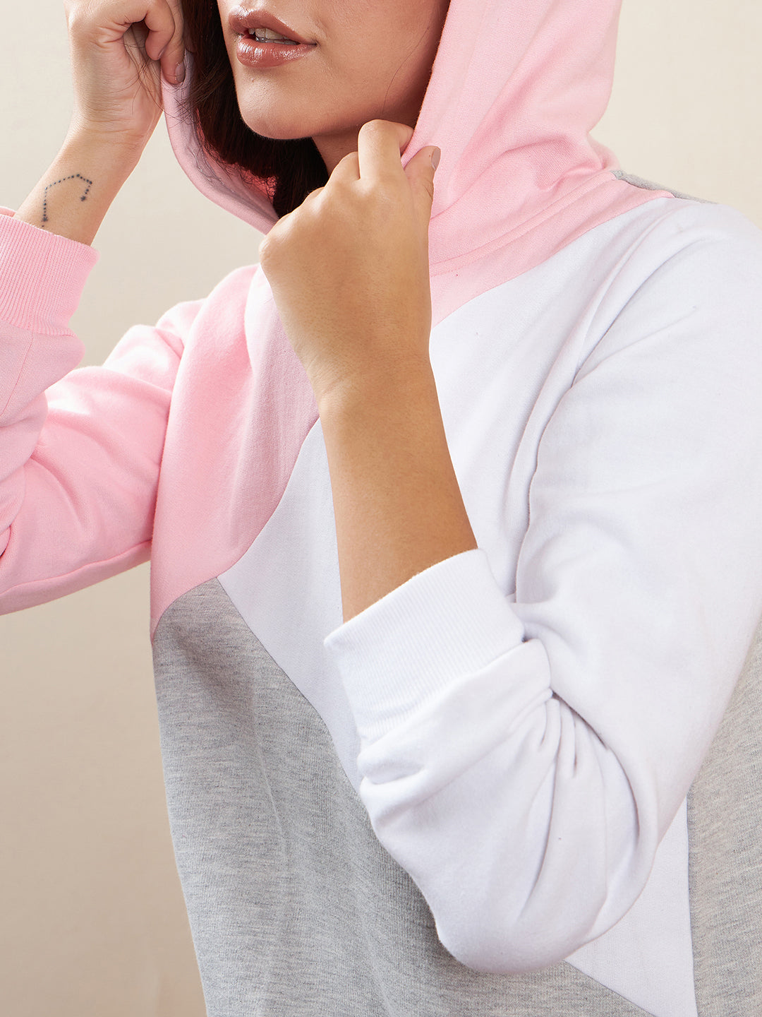 Pink-&-Grey-Fleece-Color-Blocked-Tracksuit-Set