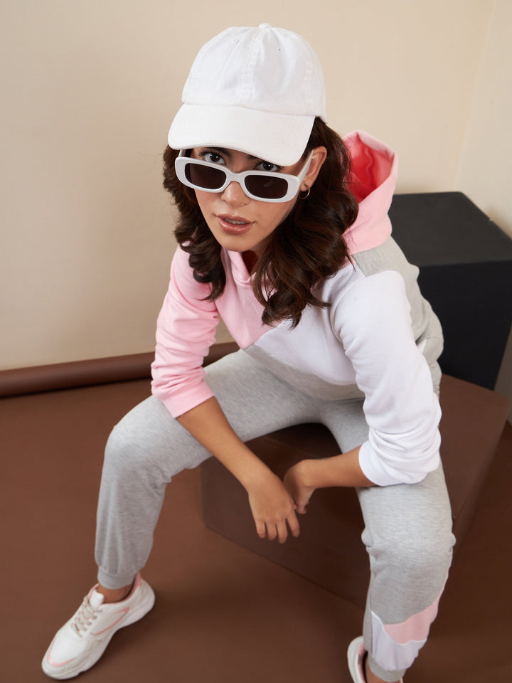 Pink-&-Grey-Fleece-Color-Blocked-Tracksuit-Set