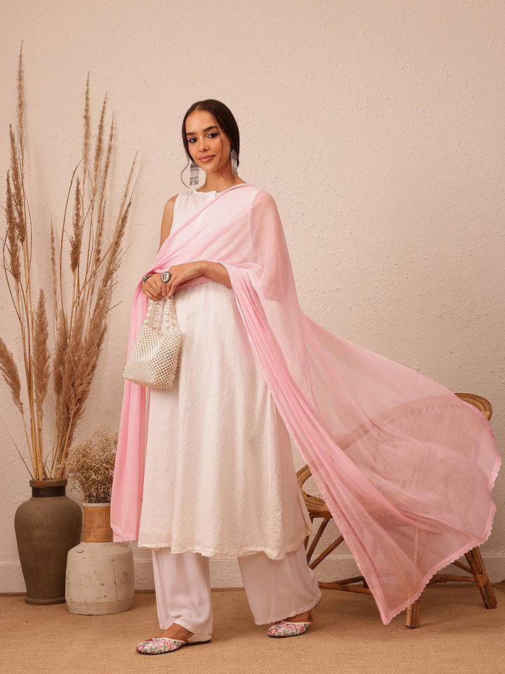 Pink-Chiffon-Embroidered-Lucknowi-Dupatta-With-Crochet-Lace