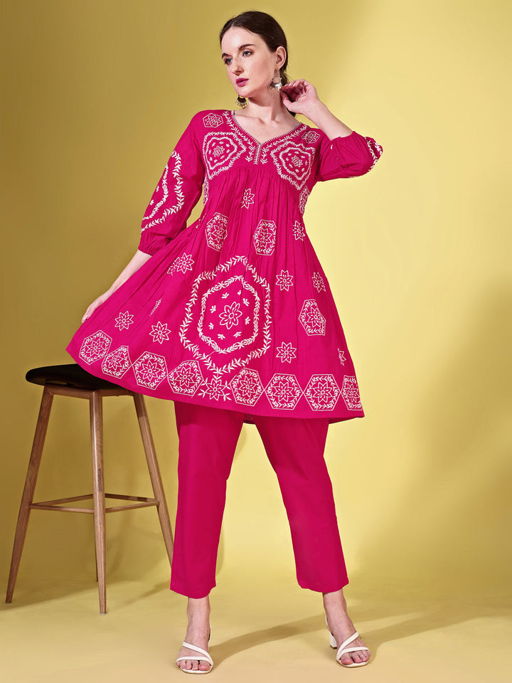 Pink-Cotton-Thread-Work-Embroidered-Co-Ord-Set