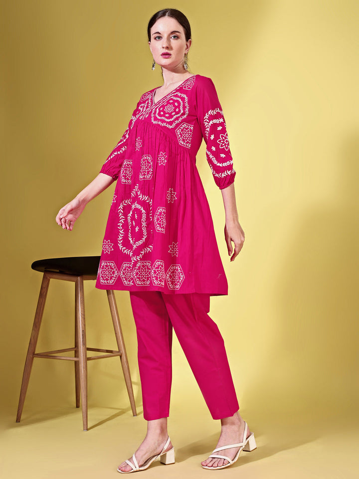 Pink-Cotton-Thread-Work-Embroidered-Co-Ord-Set